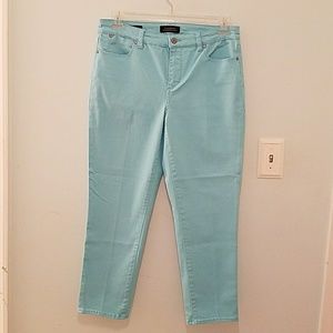 Talbots Flawless Five Pocket Cropped Teal Jeans